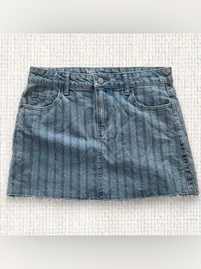 No Boundaries Blue Striped Denim Mini Skirt